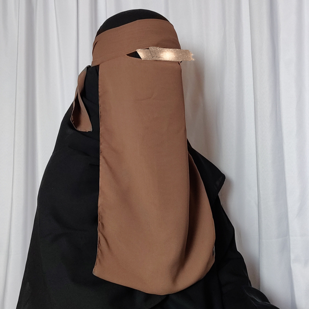 Long Single Layer Niqab - Mocha