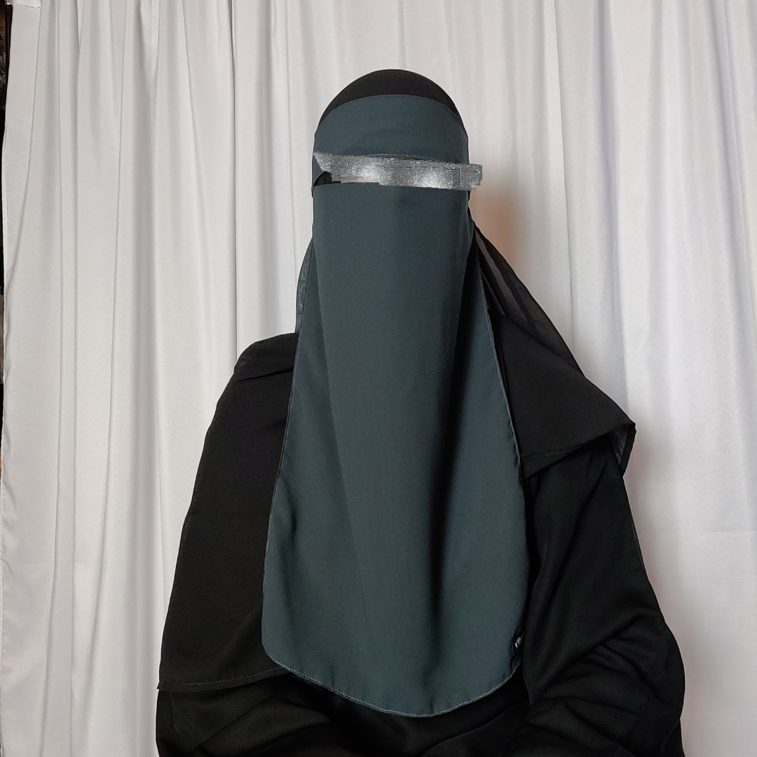 Long Single Layer Niqab - Sage Gray