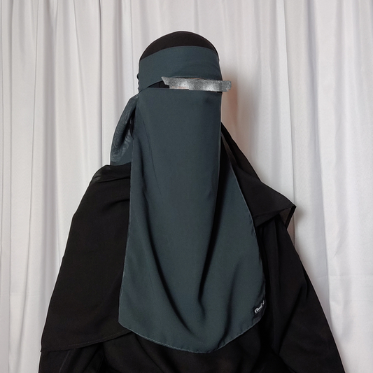 Long Single Layer Niqab - Sage Gray