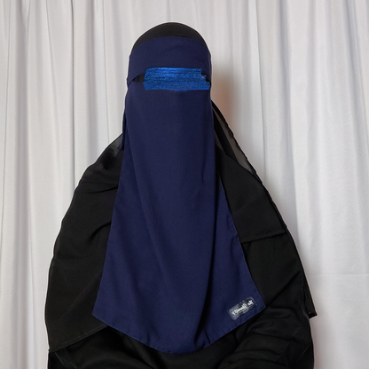 Long Single Layer Niqab - Navy