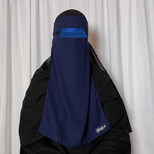 Long Single Layer Niqab - Navy