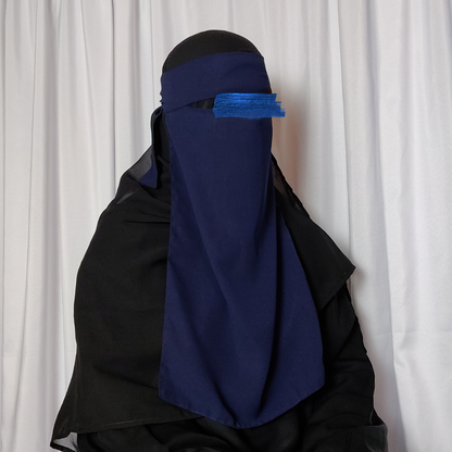 Long Single Layer Niqab - Navy