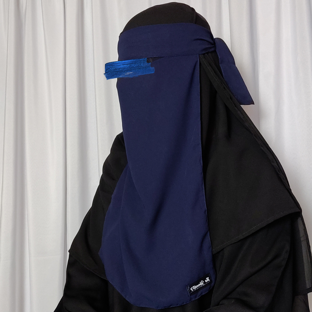 Long Single Layer Niqab - Navy