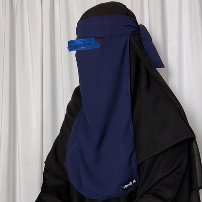 Long Single Layer Niqab - Navy