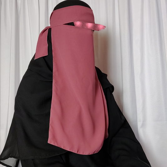 Long Single Layer Niqab - Rose