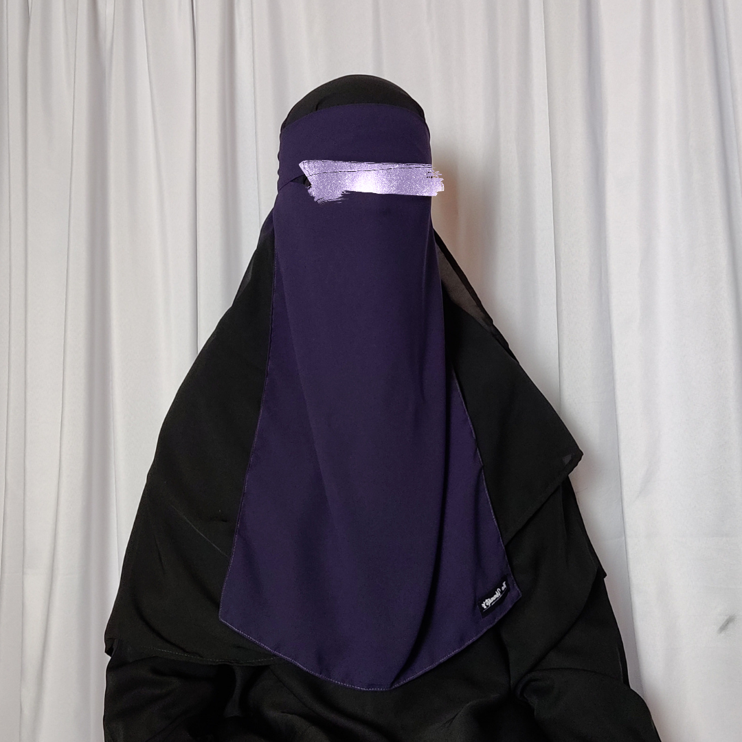 Long Single Layer Niqab - Dark Purple