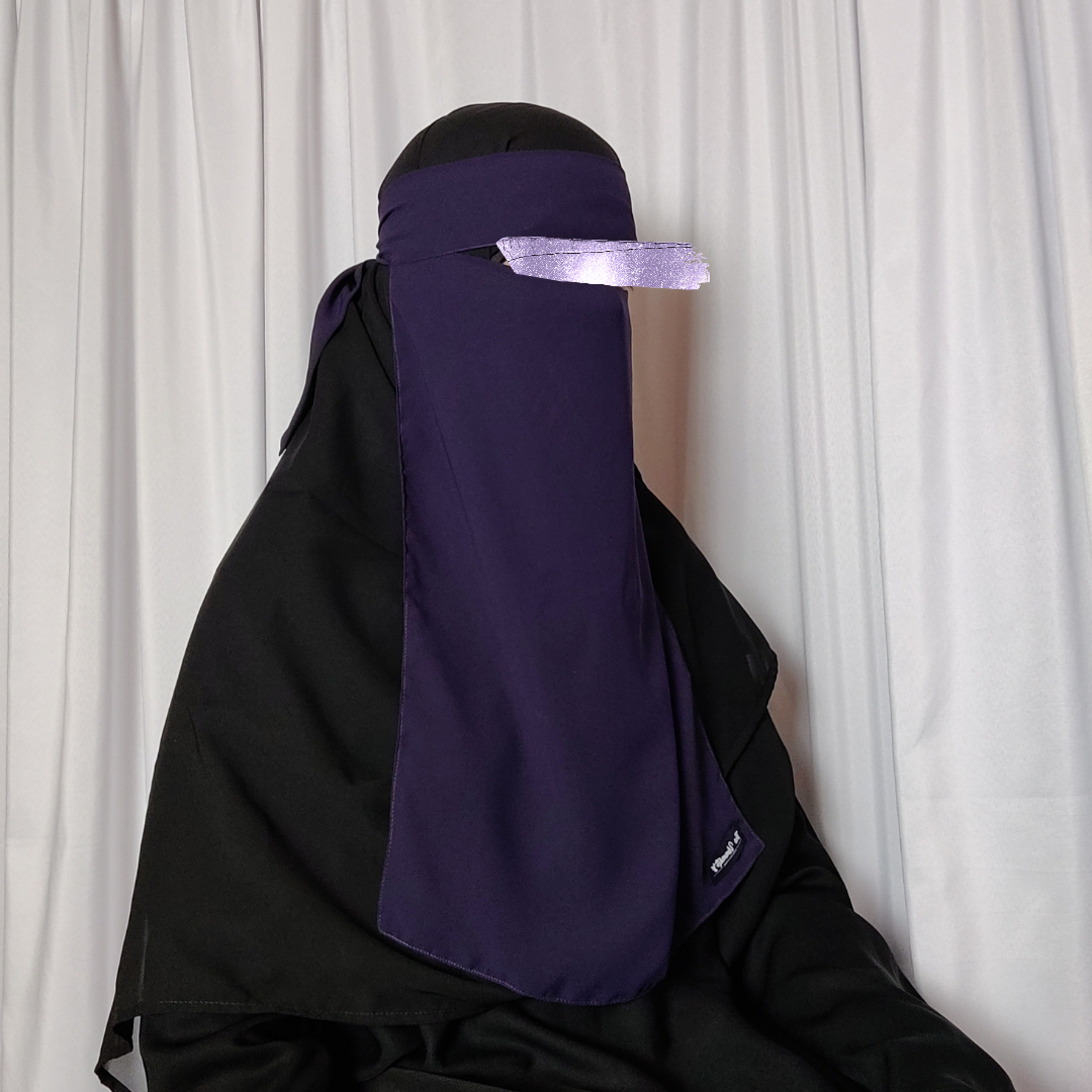 Long Single Layer Niqab - Dark Purple