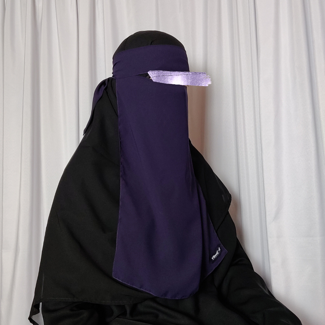 Long Single Layer Niqab - Dark Purple (discontinued)