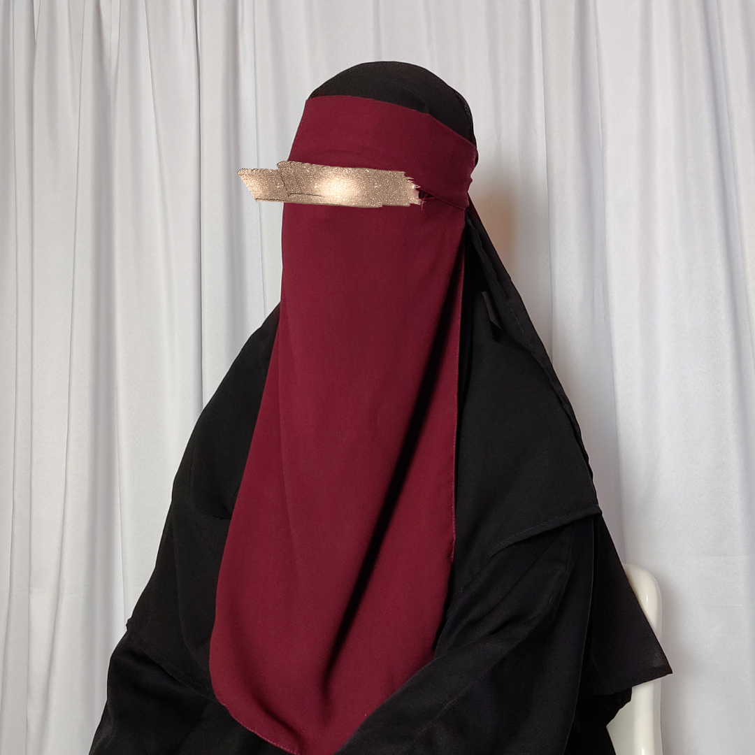 Long Single Layer Niqab - Maroon