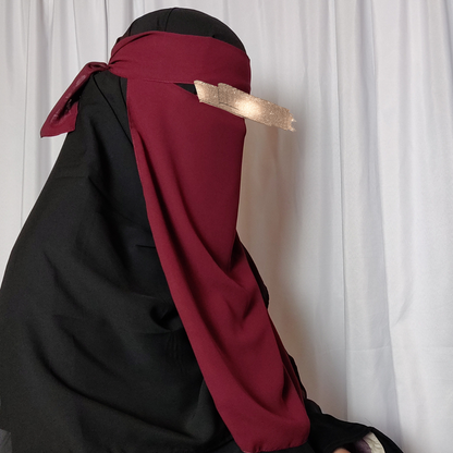 Long Single Layer Niqab - Maroon