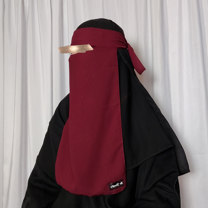 Long Single Layer Niqab - Maroon