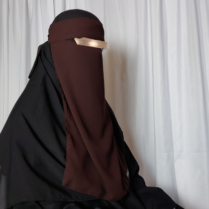 Long Single Layer Niqab - Chocolate