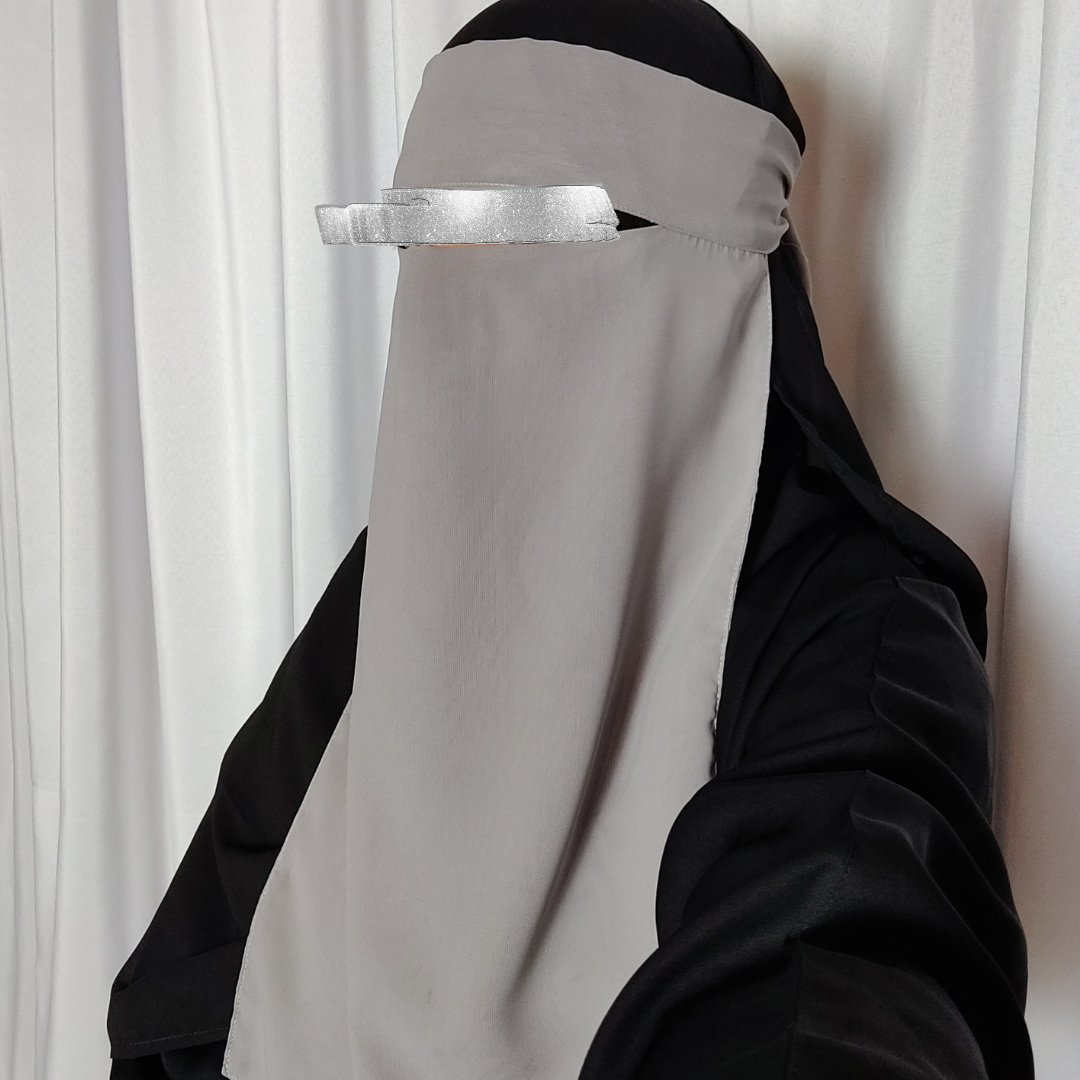 Long Single Layer Niqab - Gray