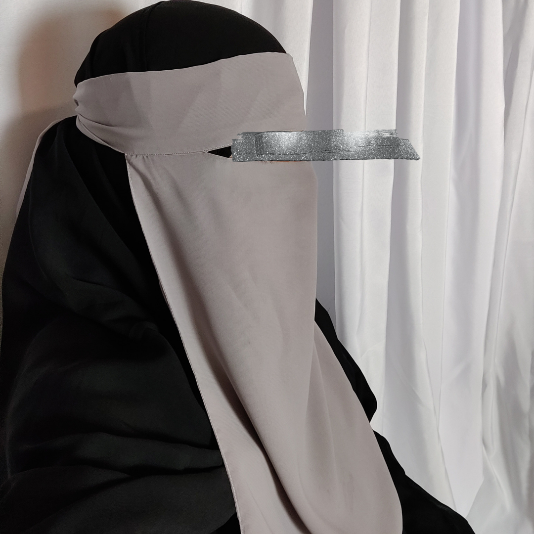 Long Single Layer Niqab - Gray