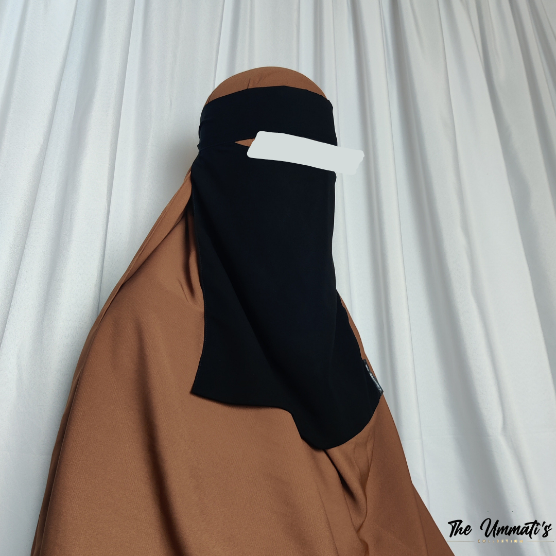 Medium Single Layer Niqab (Pinch)  - Black