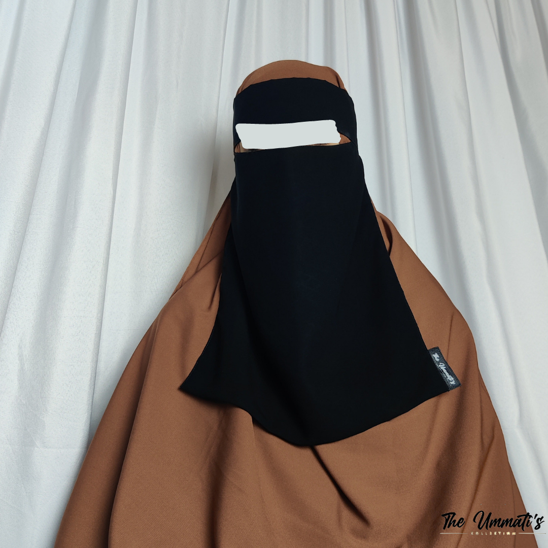 Medium Single Layer Niqab (Pinch)  - Black