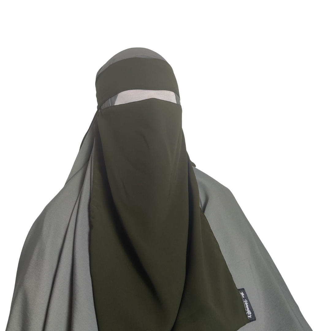Elastic pull down Single Layer Niqab - Olive