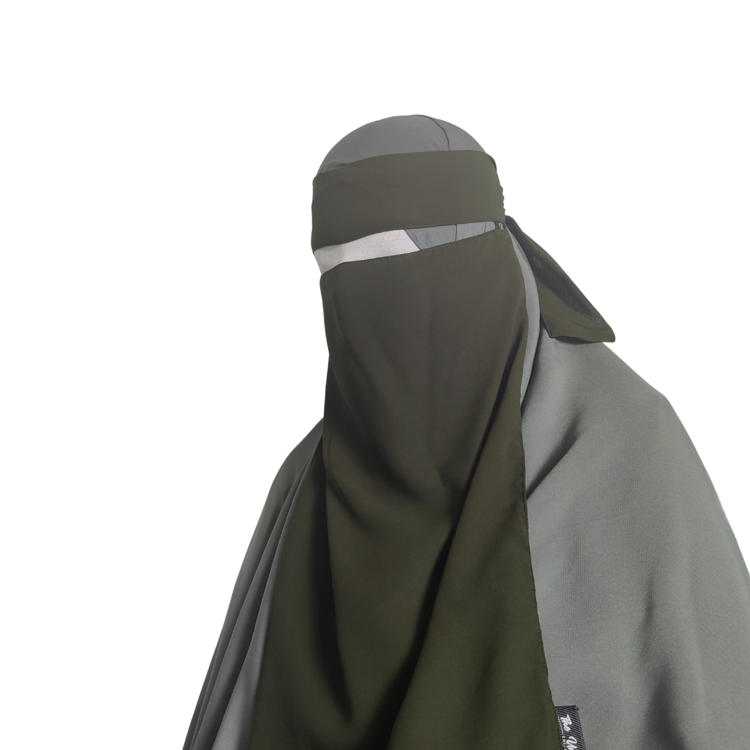 Elastic pull down Single Layer Niqab - Olive