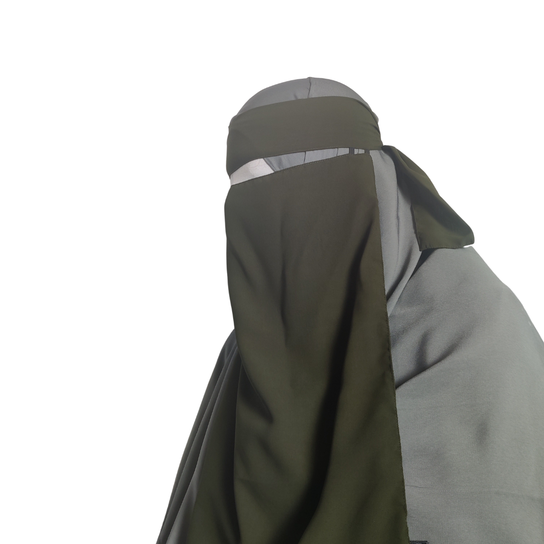 Elastic pull down Single Layer Niqab - Olive