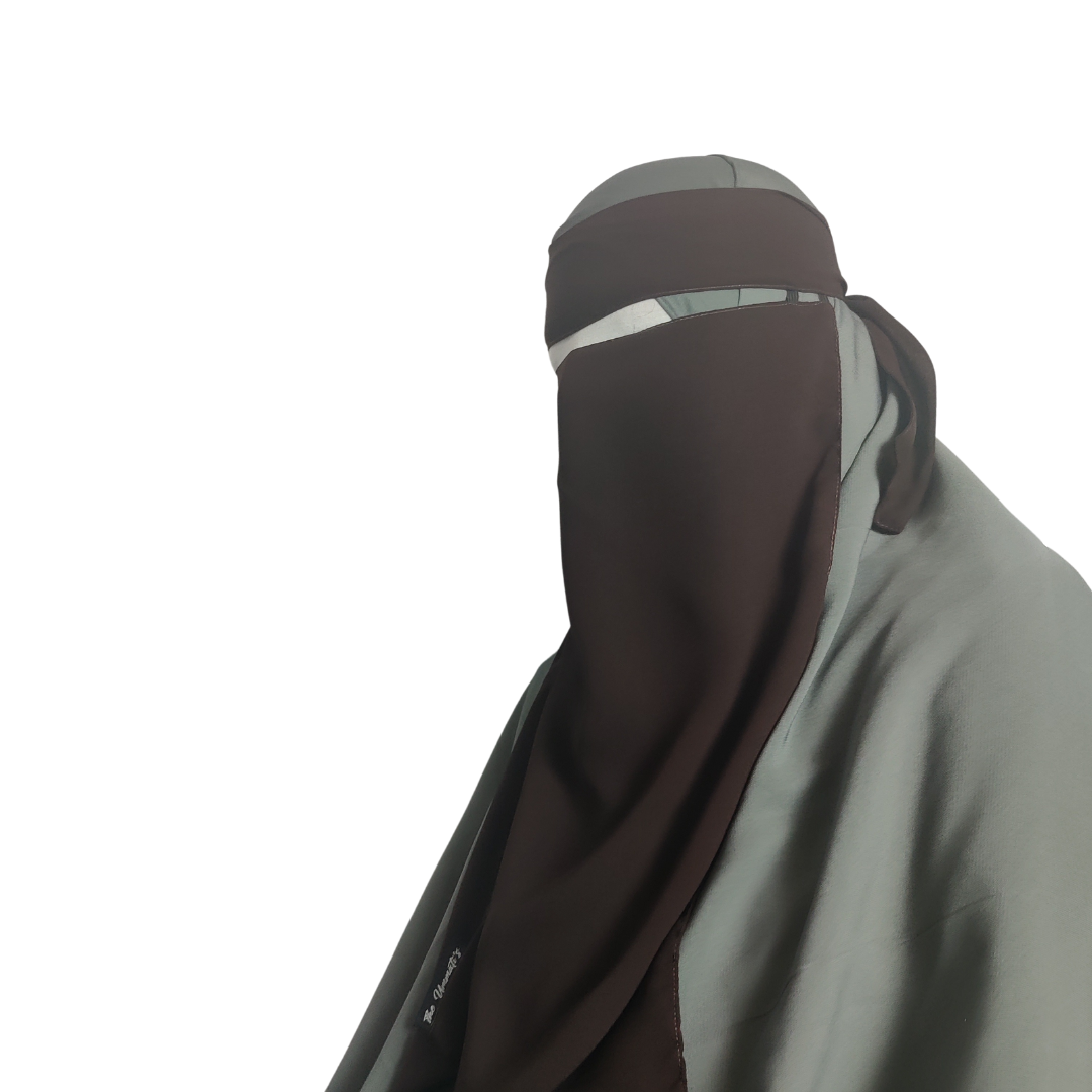 Elastic pull down Single Layer Niqab - Chocolate