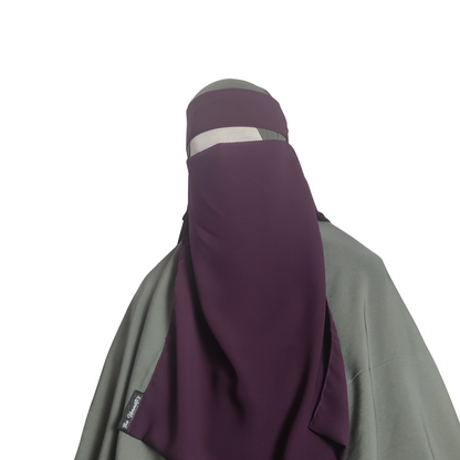 Elastic pull down Single Layer Niqab - Purple