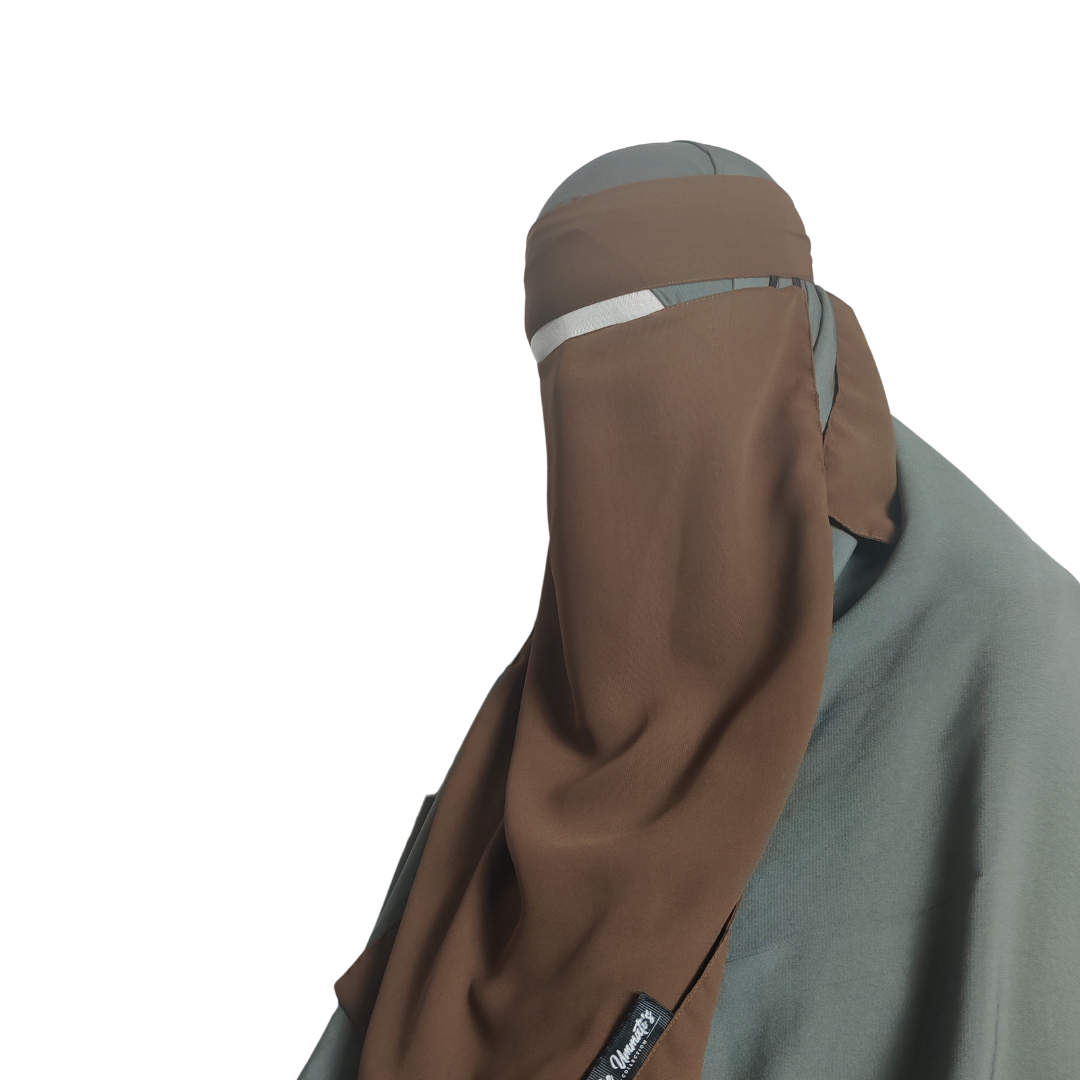 Elastic pull down Single Layer Niqab - Mocha
