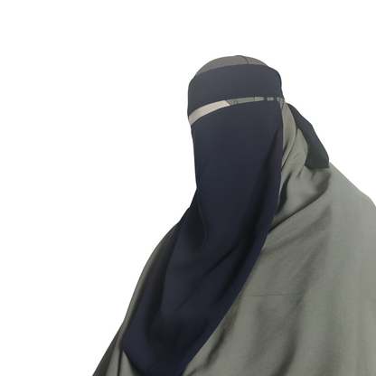 Elastic pull down Single Layer Niqab - Navy