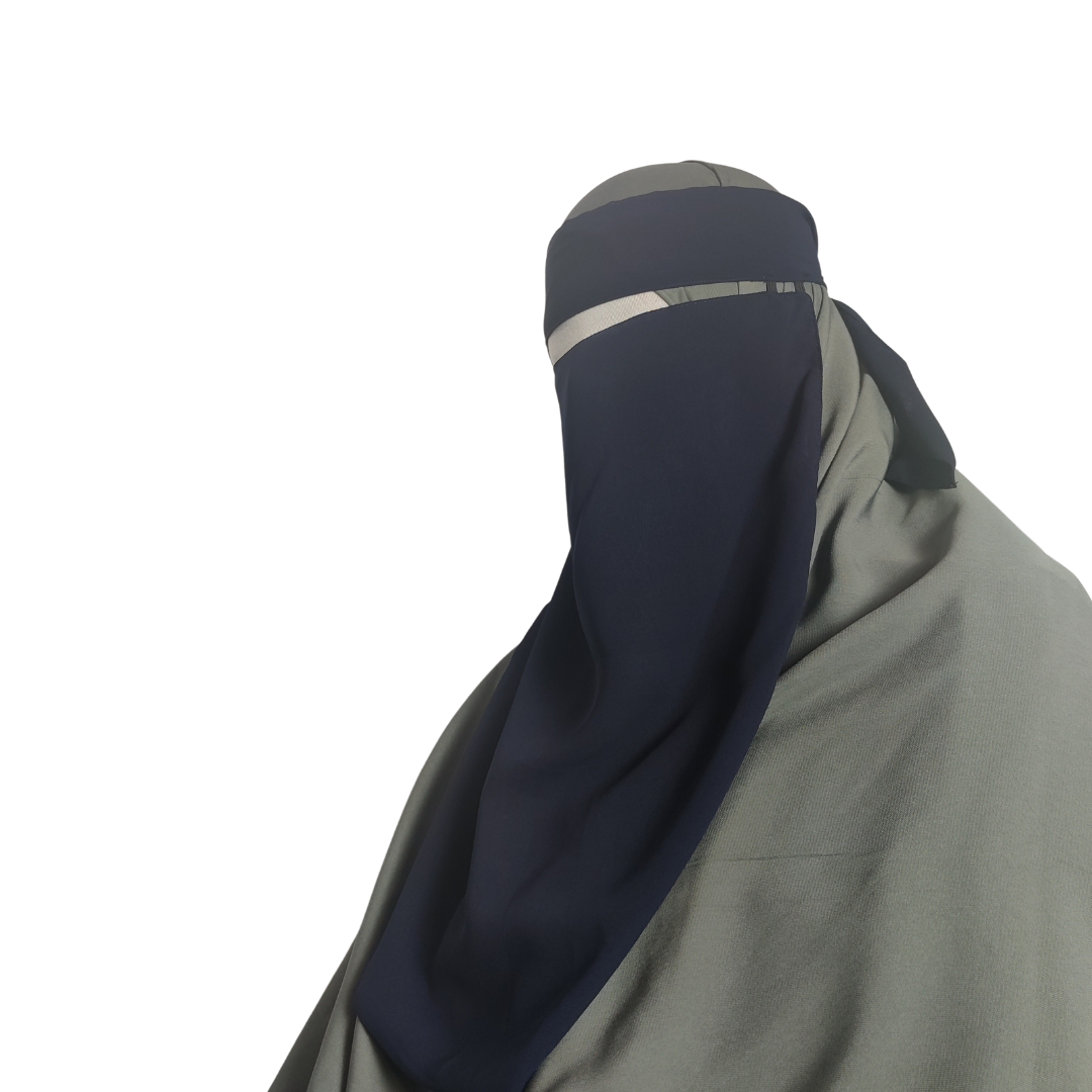 Elastic pull down Single Layer Niqab - Navy