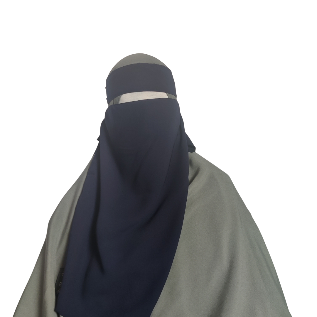 Elastic pull down Single Layer Niqab - Navy
