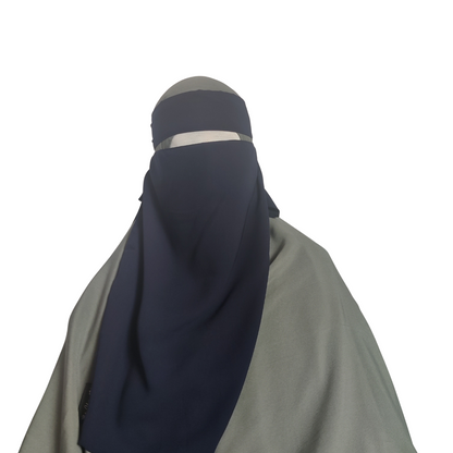 Elastic pull down Single Layer Niqab - Navy