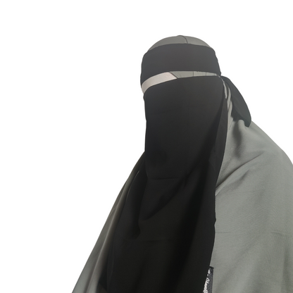 Elastic pull down Single Layer Niqab - Black