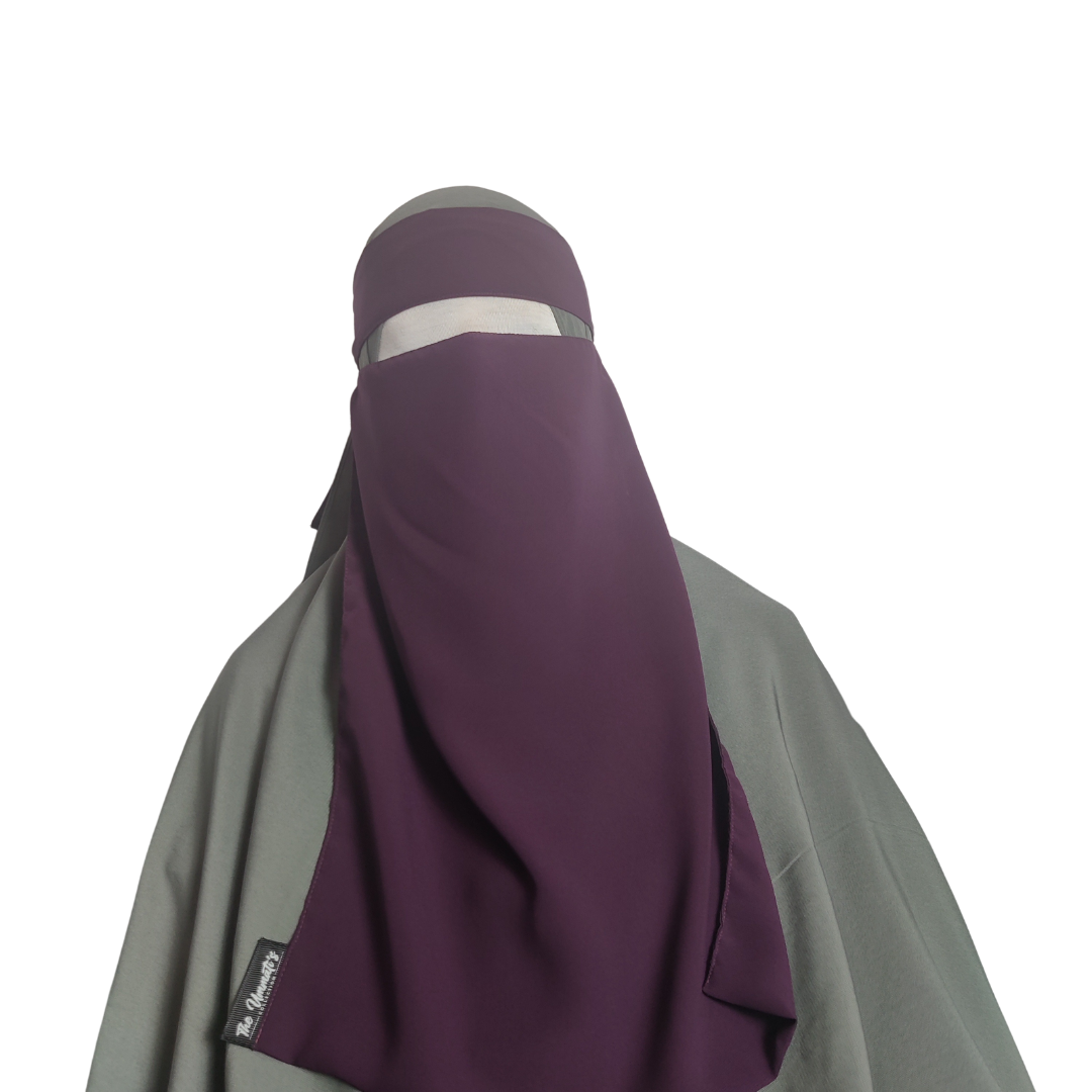 Elastic pull down Single Layer Niqab - Purple