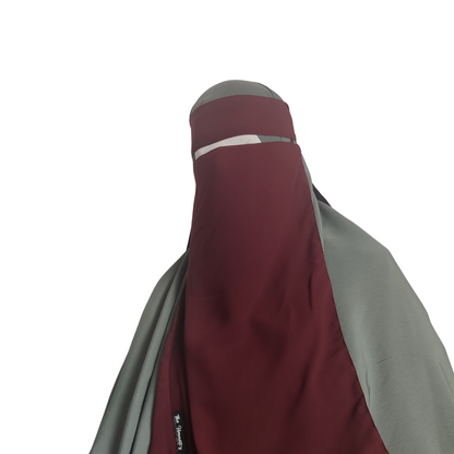 Elastic pull down Single Layer Niqab - Maroon