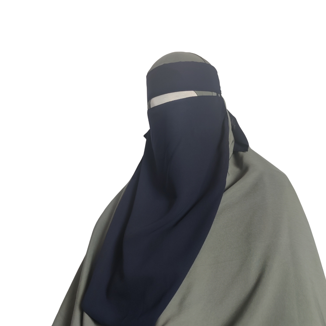 Elastic pull down Single Layer Niqab - Navy