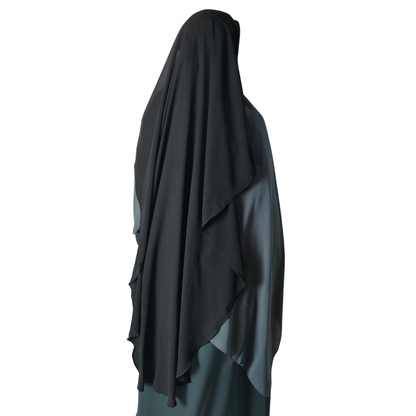 XL Two Layer Niqab - Black