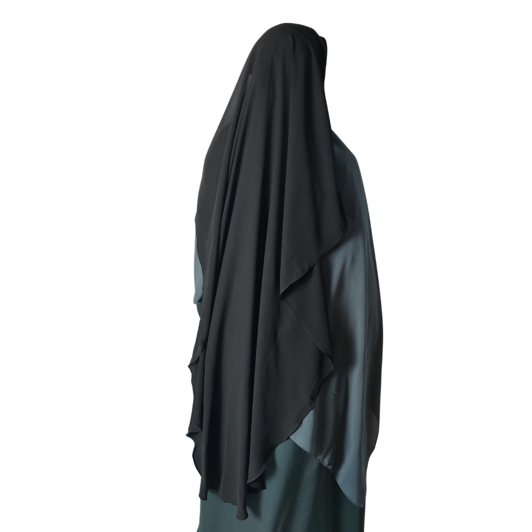 XL Two Layer Niqab - Black