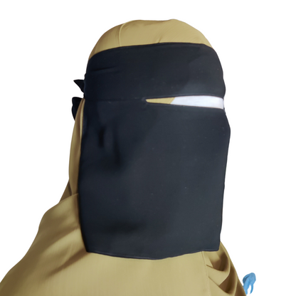 Short Single Layer Niqab (No Pinch) - Black