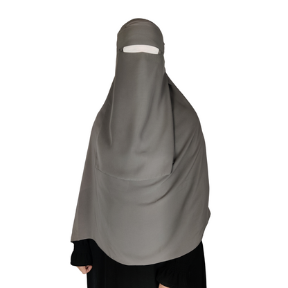 Long Single Layer Niqab (No Pinch) - Gray