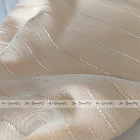 Embroided Striped Hijab - Cream
