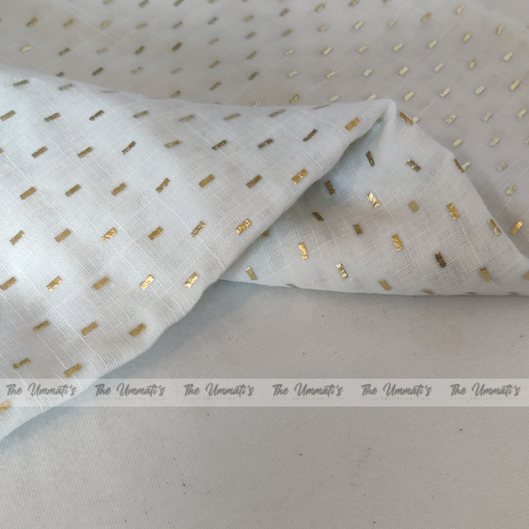 Embossed Gold Hijab - White