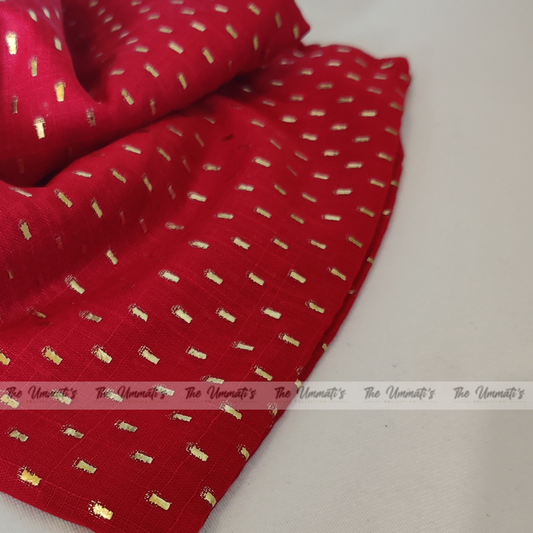 Embossed Gold Hijab - Scarlet