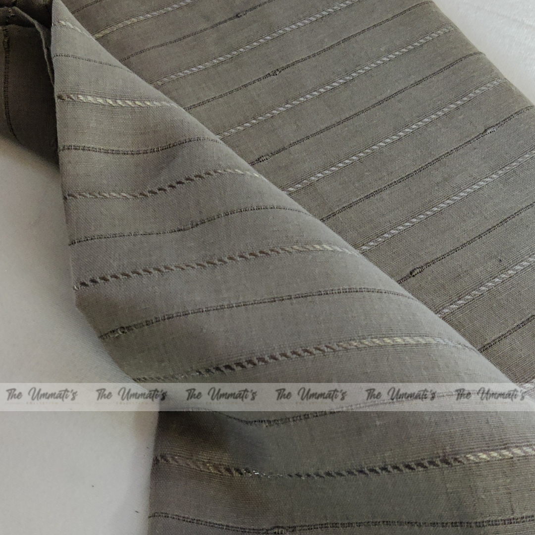 Embroided Striped Hijab - Taupe