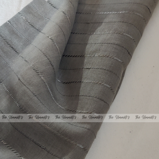 Embroided Striped Hijab - Light Gray