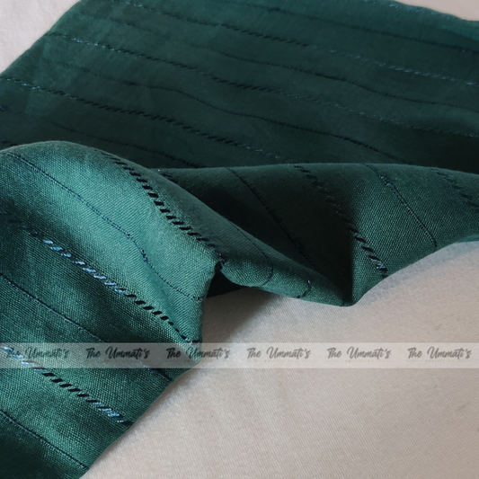 Embroided Striped Hijab - Forest