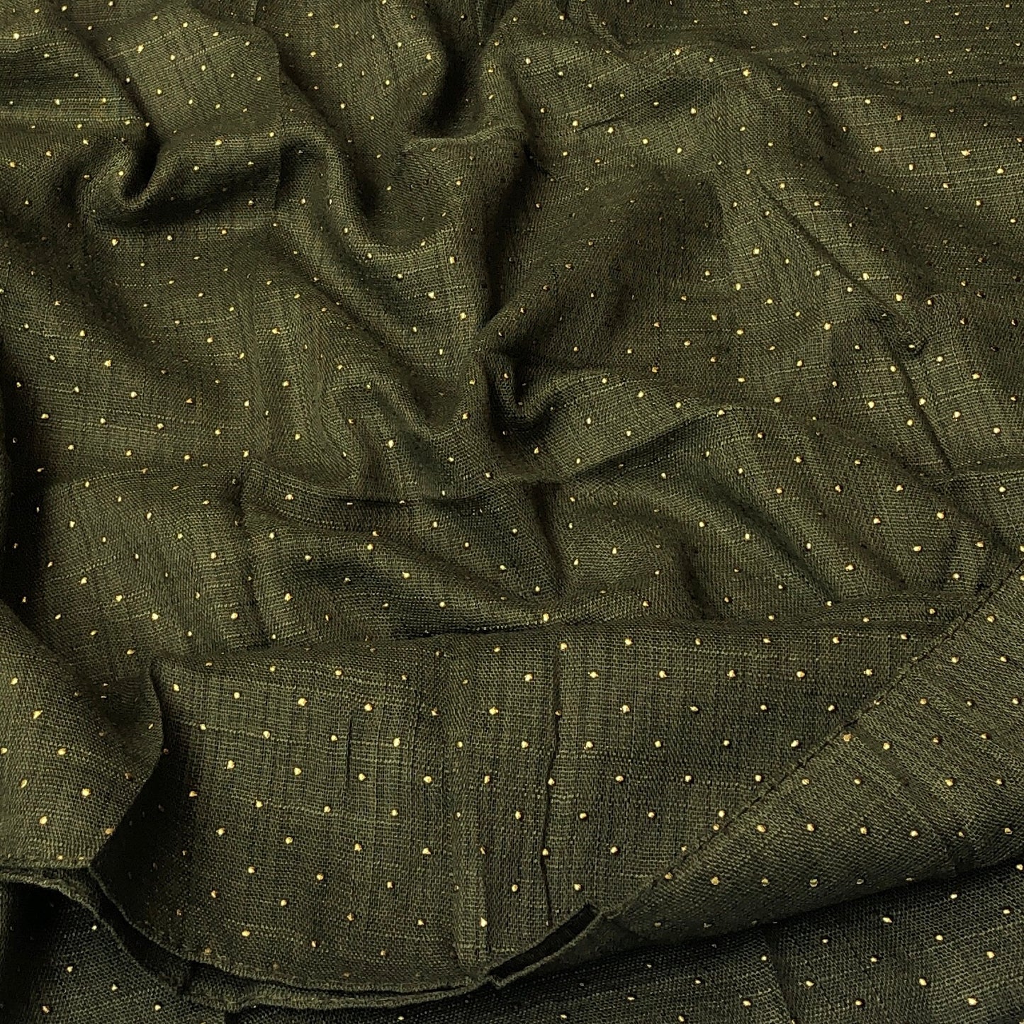 Gold Dotted Hijab - Olive