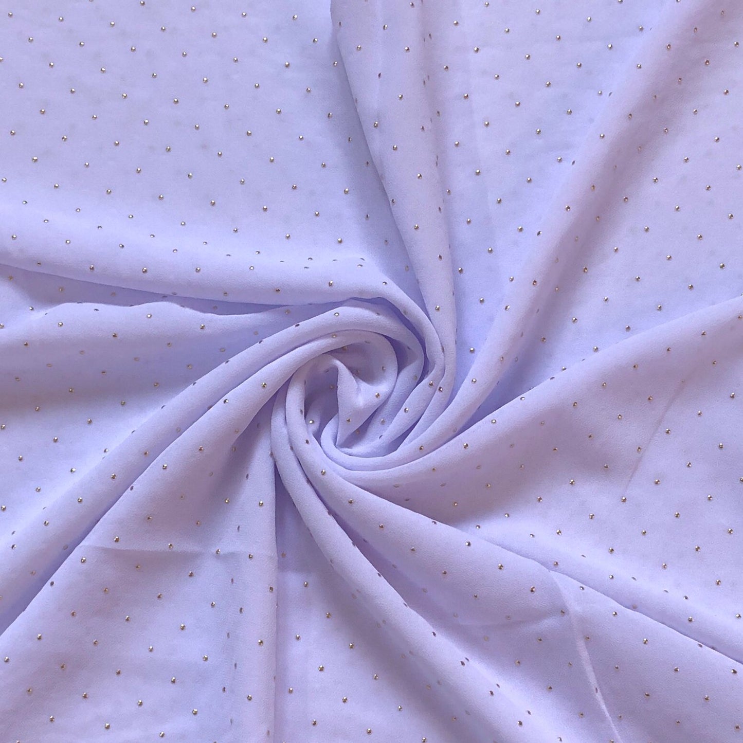 Gold Dotted Chiffon Hijab - White