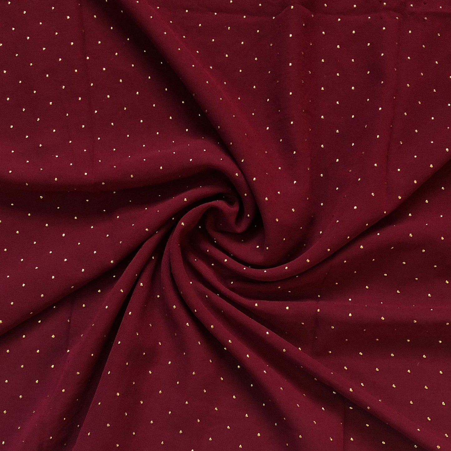 Gold Dotted Chiffon Hijab - Deep Red