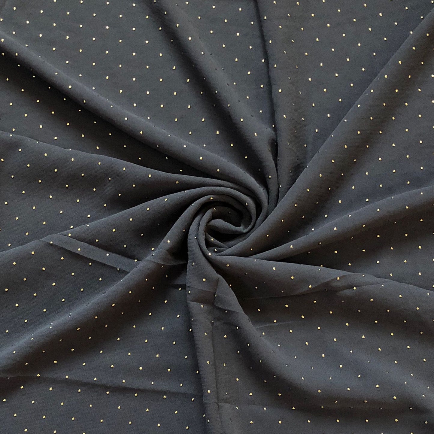 Gold Dotted Chiffon Hijab - Charcoal