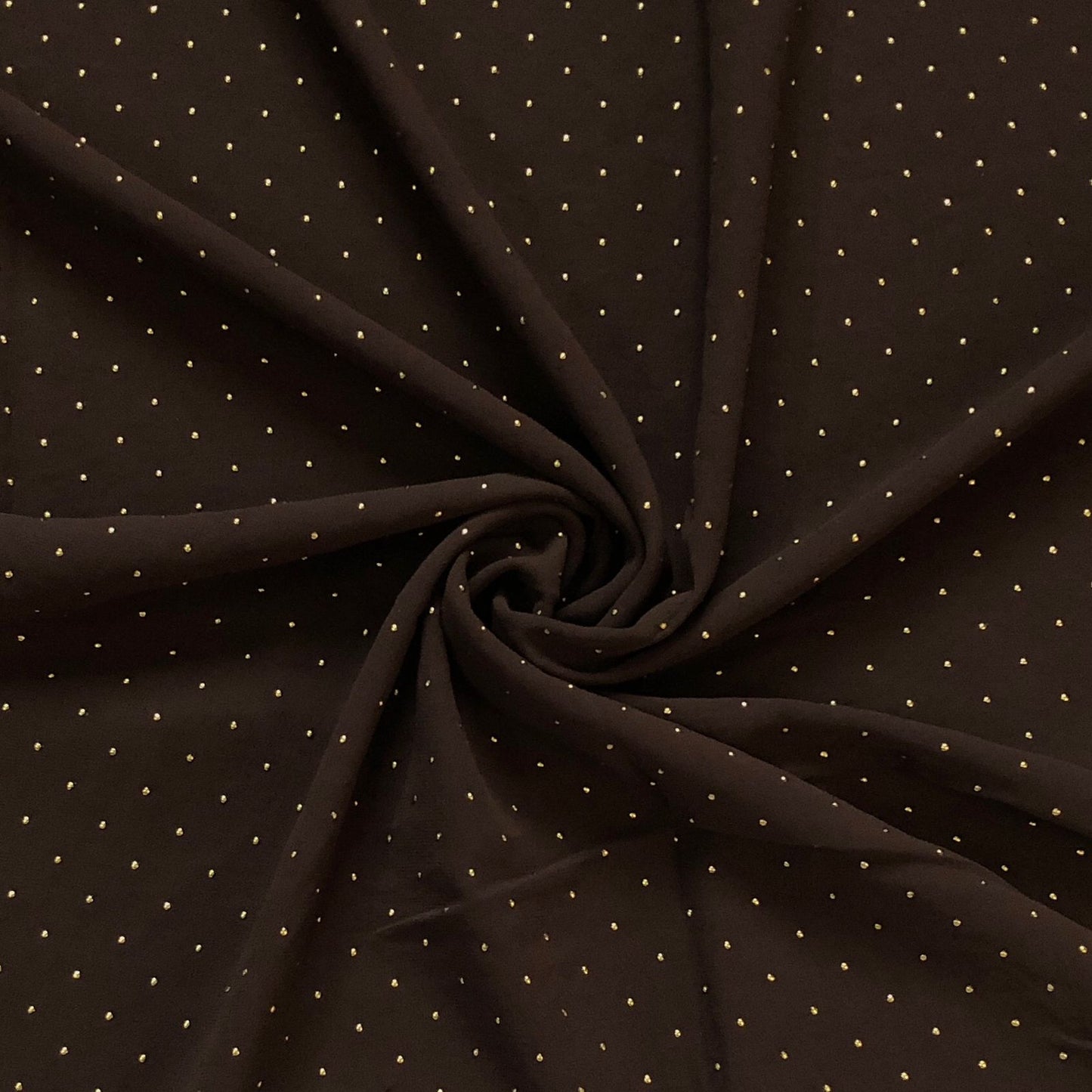 Gold Dotted Chiffon Hijab - Dark Brown