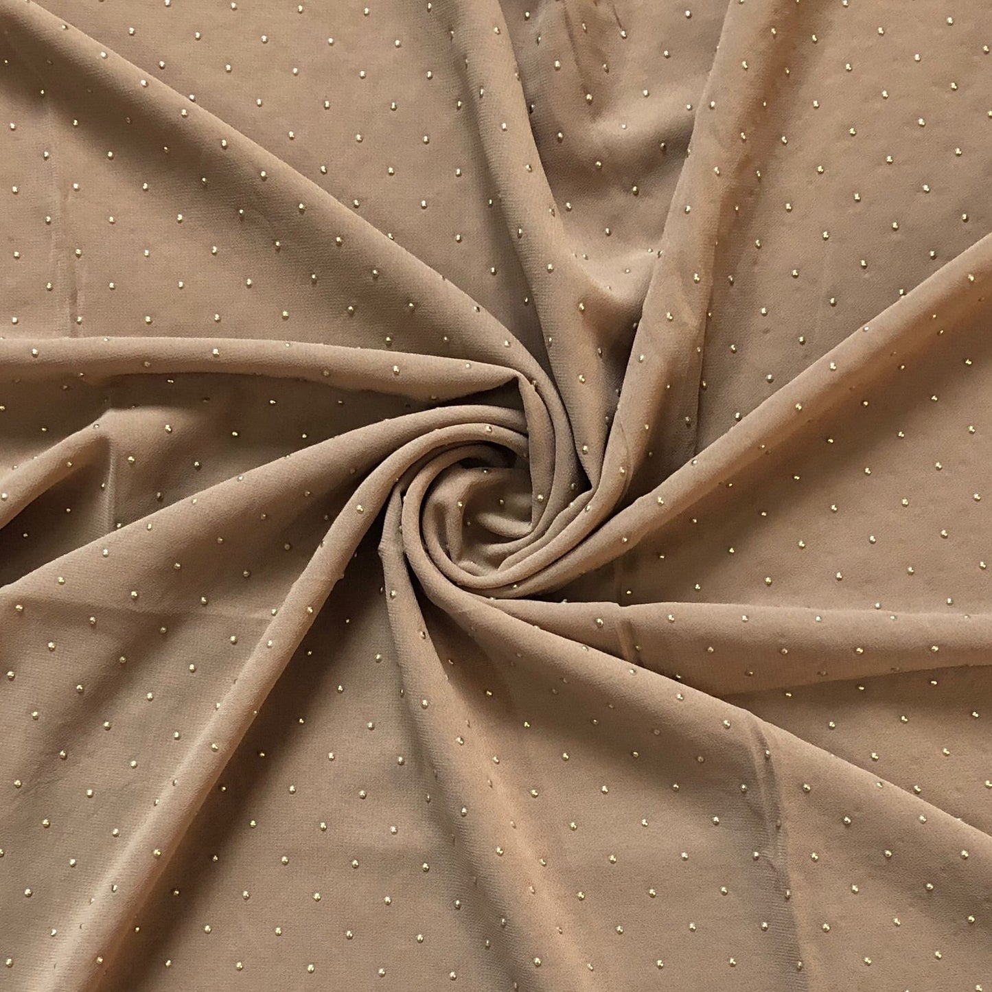 Gold Dotted Chiffon Hijab - Camel